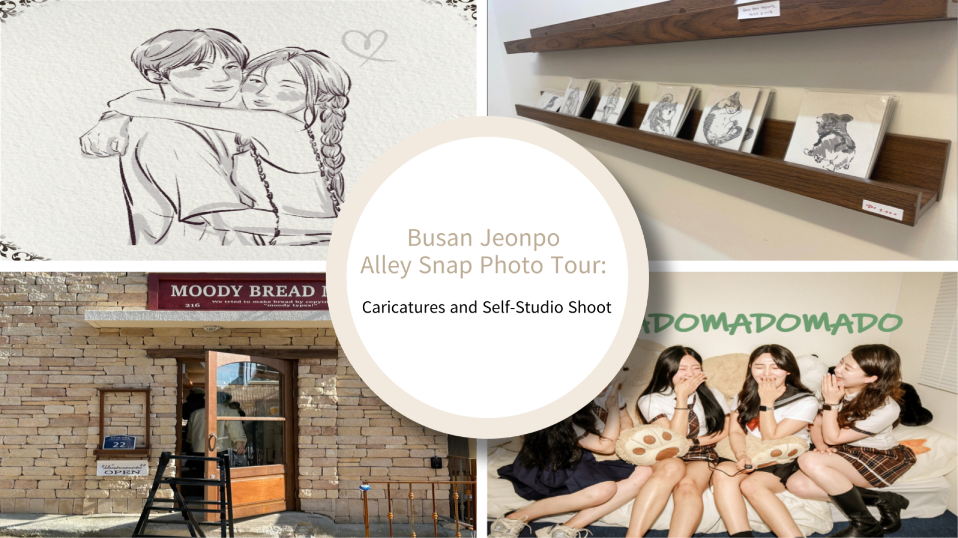 [15% OFF] Busan Jeonpo-sa-it-gil Snap Photo Tour: Caricature, Self-Studio Shooting - Photo 1 of 5